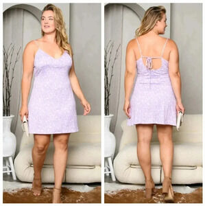 Plus size new purple mini dress